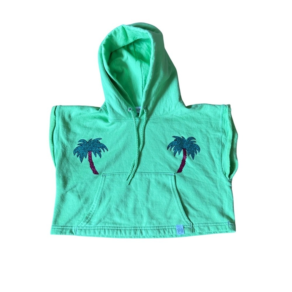Palm Tree Pasties Sleeveless Crop Hoodie-Neon Green - Marek+Richard sz S - Picture 4 of 8